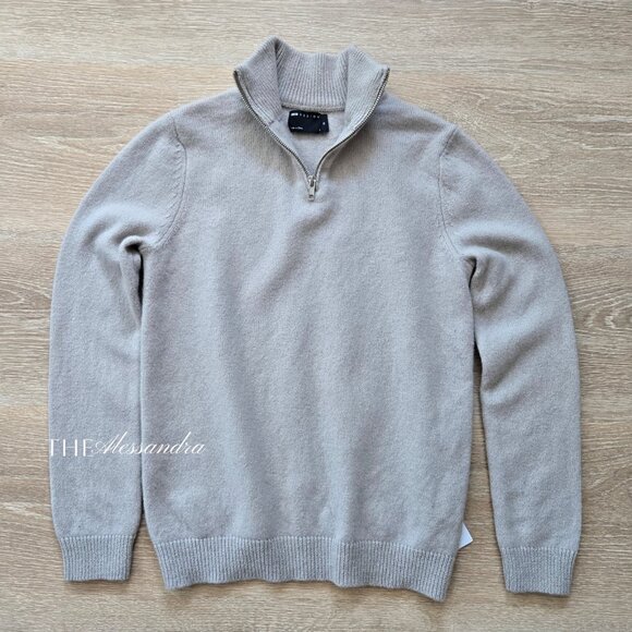 Asos Men's Lambswool Quarter Zip Sweater Grey X-Small New With Tags MSRP $60 - Picture 1 of 14